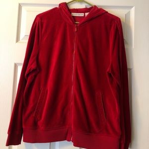 Cherry Red Corduroy Zip up Jumper